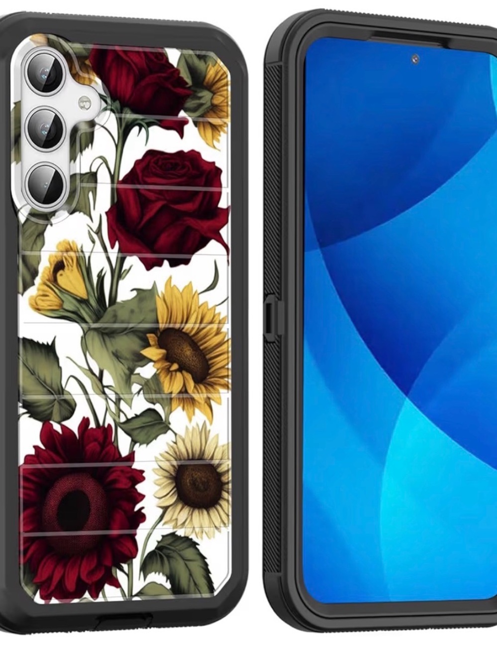 Floral Sunflower & Rose Protective Phone Case - Red, Yellow Samsung Galaxy S24